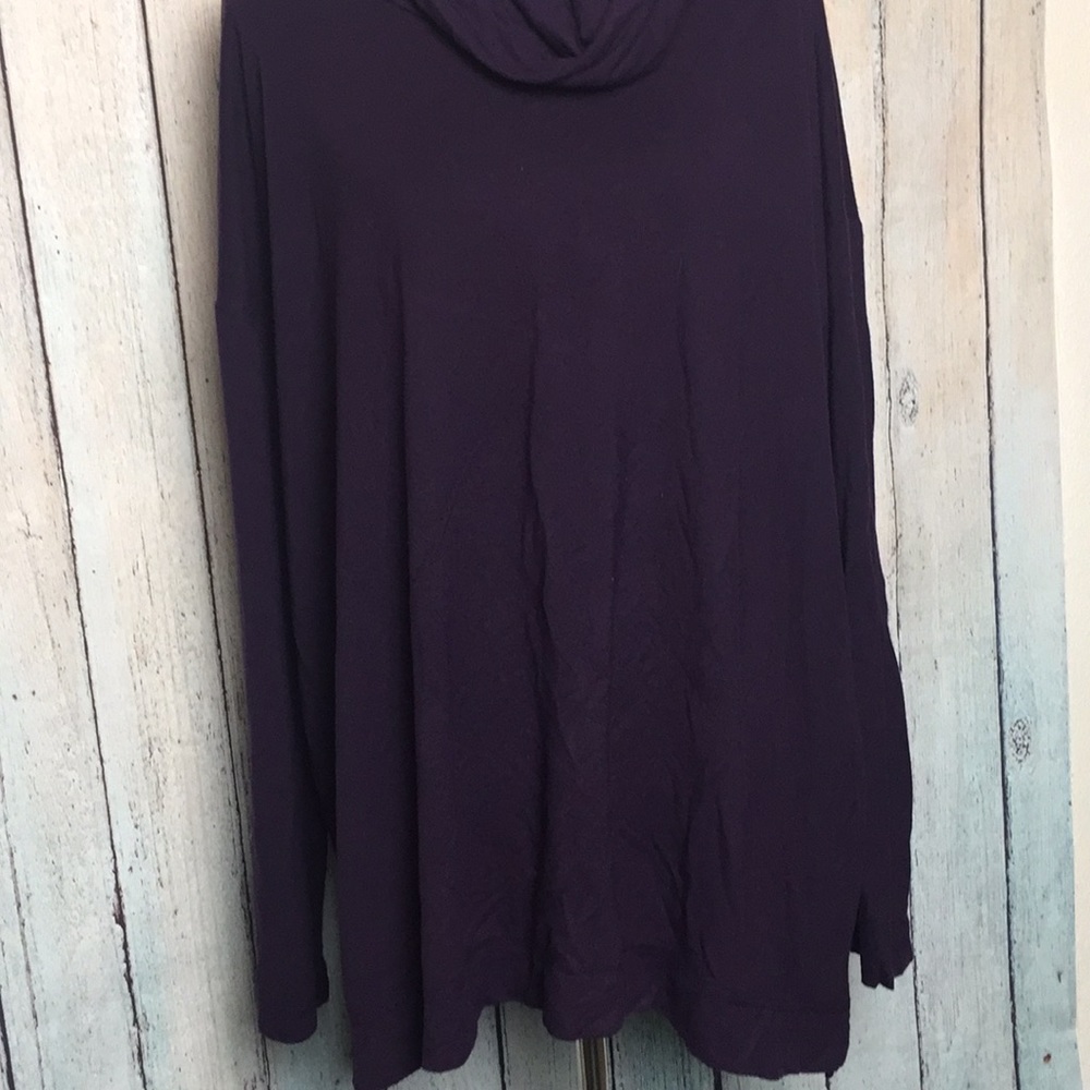 Purple Cowl Neck Long-sleeve